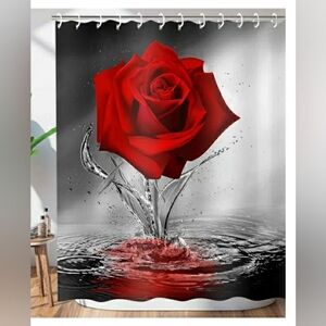 Amazon Vibrant Red Rose Shower Curtain